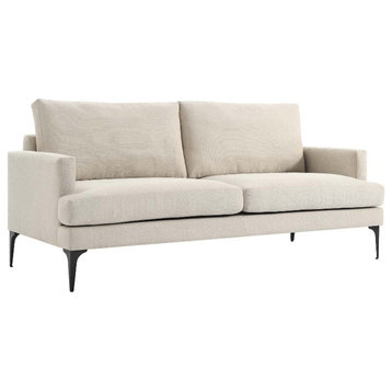 Modway Evermore Modern Style Metal and Upholstered Fabric Sofa in Beige