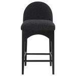 Meridian Furniture - Waldorf Chenille Upholstered Stool, Black, Chenille, Natural Finish, Black, Boucle Fabric, Black Finish - The Waldorf Boucle Fabric Counter Stool exudes elegance and comfort. Crafted with solid ash wood, this stool boasts a sturdy and durable construction. The black finished legs provide a sleek and welcoming touch to the overall design. The plush black boucle fabric on the seat and backrest of the stool offers a soft and cozy seating experience, making it an ideal choice for long dinner conversations with family and friends.