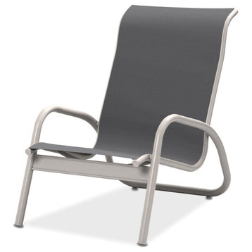 Gardenella Sling Stacking Poolside Chair, Textured White, Augustine Pewter