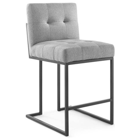 Privy Black Stainless Steel Upholstered Fabric Counter Stool