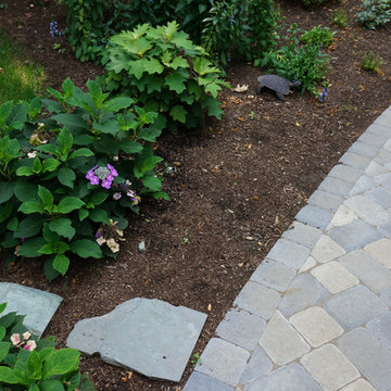 Hardscape, back yard entertainment area, stone tile walk ways
