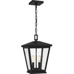 Quoizel - Quoizel JFY1911MBK One Light Outdoor Hanging Lantern Joffrey Matte Black - Refresh your home`s exterior with the Joffrey collection of post, wall, and hanging outdoor lanterns. Clear seeded glass panels are highlighted by a Matte Black frame - providing both style and durability. With its classic square silhouette, Joffrey is fitting for a variety of exteriors.