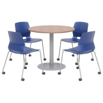 Olio Designs Cherry Round 36in Lola Dining Set - Navy Caster Chairs