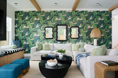 Example of a beach style living room design in Other