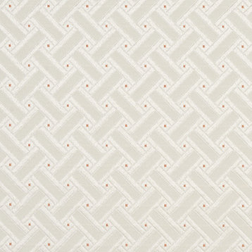 Silver, White And Mahogany Red, Lattice Brocade Upholstery Fabric By The Yard