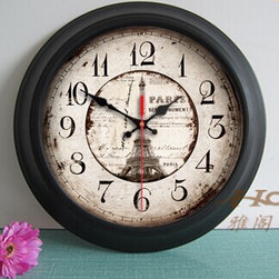15" Traditional Style Metal Wall Clock - YGMW(BOLI054B) - Wall Clocks
