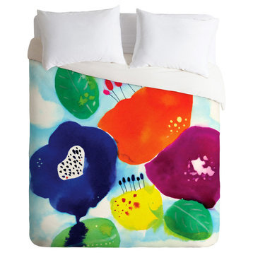 Deny Designs CayenaBlanca Big Flowers Duvet Cover - Lightweight