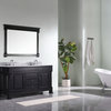 Huntshire 60" Single/Double Bath Vanity, Dark Walnut, Marble Top, Sink, Mirror