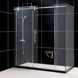 DreamLine Enigma Shower Enclosure with Sliding Door and 36" Stationary Return Wa - Shower Stalls And Kits