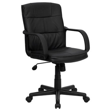 Pemberly Row Contemporary Mid Back Office Chair in Black with Arms