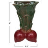 Embossed Stoneware Radish Shaped Wall Vase Planter, Green and Red