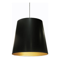 Odette 1-Light Oversized Drum Pendant, Black on Gold