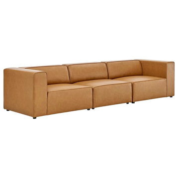 Odette Tan Vegan Leather 3-Piece Sectional Sofa