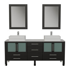 Webster 71" Espresso Double Sink Vanity Set, Chrome Faucets