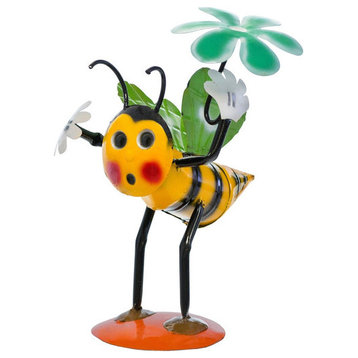 Bee With Flower Statue for Garden Decor