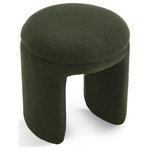 Meridian Furniture - Bowen Faux Shearling Teddy Fabric Ottoman/Stool, Green - Bring a cozy element to your room with this Bowen faux shearling teddy fabric ottoman/stool. This fabulously fun ottoman is just what you're looking for to add a whimsical yet comforting and welcoming touch to your space. It's covered in faux shearling material that's as soft as your favorite stuffies from childhood, so it feels great against your skin while you prop your feet up and relax. The neutral green color makes it an easy fit in any area, and the unique design lends your room a contemporary vibe.