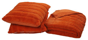 BOON Rabbit Jumbo Fur Throw and Pillow, 3-Piece Set, Burnt Orange