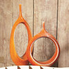 Mid Century Modern Open Oval Ring Vase Orange Sculpture Retro Bottle 22"