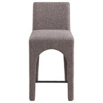 Meridian Furniture - Gramercy Linen Textured Fabric Stool, Brown - Give your kitchen counter or home bar a makeover with these brown Gramercy linen textured fabric bar/counter stools. Rich brown linen textured fabric upholstery feels comfortable to the touch, helping ensure that these stools quickly become everyone's favorite seat. The arched iron inner frame complements the pair's art deco look, while the low-back design ensures an inviting seating experience. With a convenient footrail for resting your feet, these stools offer both style and practicality.