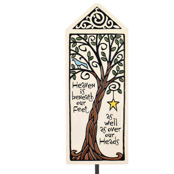 Ceramic Tile Garden Stake: Heaven is Beneath Our Feet, American Made