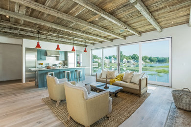 Living room - coastal living room idea in New York