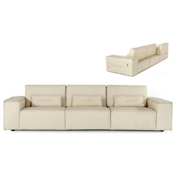 Cleo Italian Modern Cream Leather Sofa