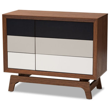 Hawthorne Collections Mid-Century 6-Drawer Wood Chest in Walnut/White