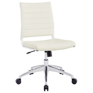 Jive Armless Mid Back Faux Leather Office Chair, White