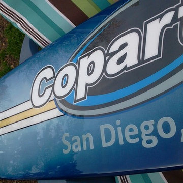 Surfboard wall decoration, company logo wall art