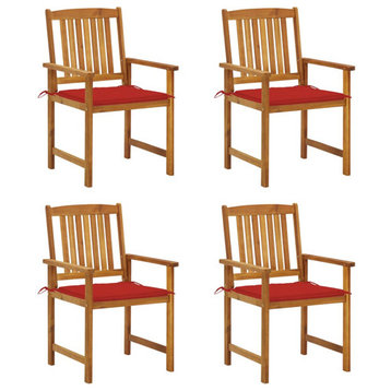vidaXL Patio Chairs 4 Pcs Patio Dining Chair with Cushions Solid Wood Acacia