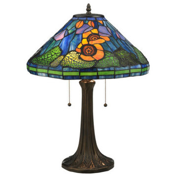 Meyda lighting 119554 21.5"H Tiffany Poppy Cone Table Lamp