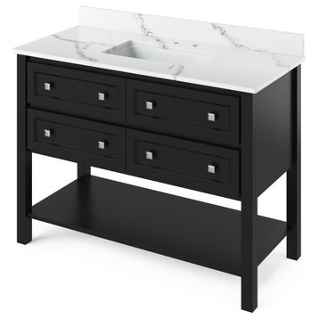Jeffrey Alexander Adler 48" Black Single Sink Vanity With Quartz Top
