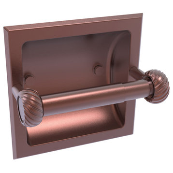 Continental Recessed Toilet Tissue Holder With Twist Accents, Antique Copper