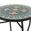 Wayne Indoor Side Table With Tile Top, Teal, Yellow and Black