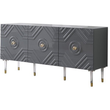 Best Master Furniture Crawford 65" Wood Sideboard with Gold Accents in Gray