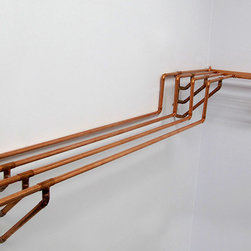 Rustic Modular Copper Pipe Shelving (L-Shaped with Step Up) - Bookcases