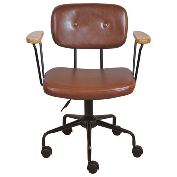 Faux Brown Vegan Leather Office Task Computer Chair