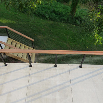 Black Aluminum Posts, Wood Top Rail & Cable Infill in Malvern, PA