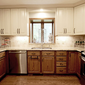 Updated Existing Kitchen with Soffit Removal and New Upper Cabinets