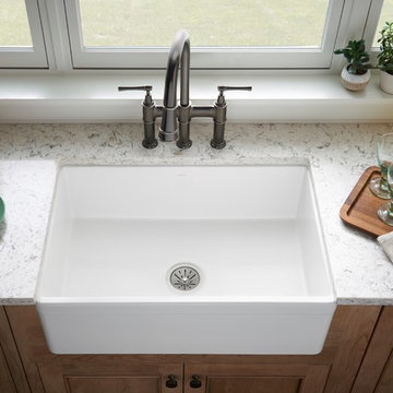 Fireclay Single Bowl Farmhouse Sink, White