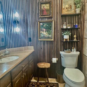 Modern Bathroom Remodel with Walnut Wood Slat Wall Panels