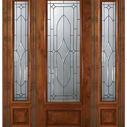 Pre-hung Side lights Door 96 Wood Alder Bourbon 3/4 Lite Glass - Front Doors