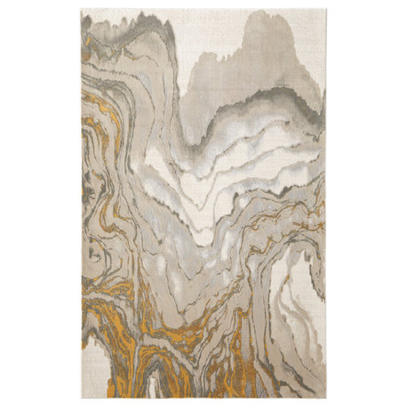 Weave and Wander Vanhorn Contemporary Watercolor Rug, Ivory, 5'x8'