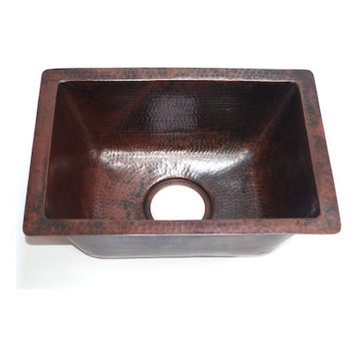 Rectangular Bar Copper Sink Undermount Or Drop In, With Matching Solid Copper Dr
