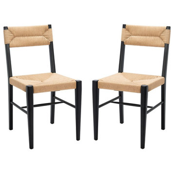 Safavieh Couture Cody Rattan Dining Chair, Black/Natural
