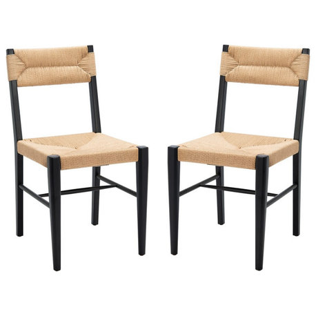 Safavieh Couture Cody Rattan Dining Chair, Black/Natural