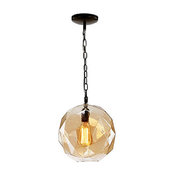 Faceted Glass Pendant Light 10"x12.5"