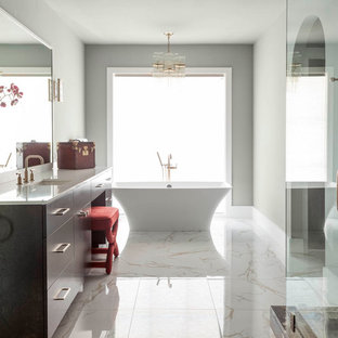 75 Beautiful Gray Bathroom With Recycled Glass Countertops