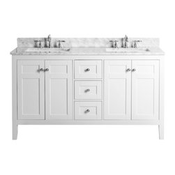 Ancerre Designs - Maili Vanity Set, White, 60", Brushed Nickel Hardware, Without Mirror - Bathroom Vanities And Sink Consoles