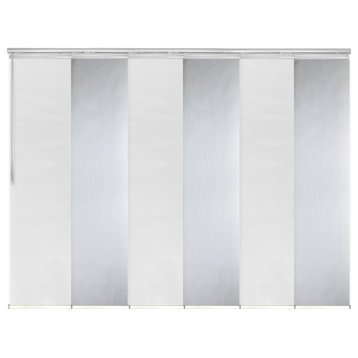 Chauky White-Dappled Iron 6-Panel Track Extendable Vertical Blinds 70-130"x94"